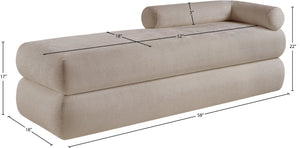 Meridian Furniture Kennedy Upholstered Bench with Channel Tufted Base Plush Seat for Bedroom or Living Room Beige Chenille Fabric 197Beige