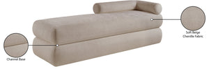 Meridian Furniture Kennedy Upholstered Bench with Channel Tufted Base Plush Seat for Bedroom or Living Room Beige Chenille Fabric 197Beige