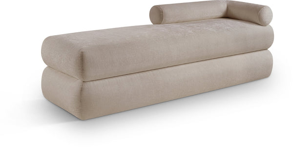 Meridian Furniture Kennedy Upholstered Bench with Channel Tufted Base Plush Seat for Bedroom or Living Room Beige Chenille Fabric 197Beige