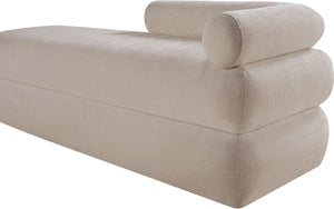 Meridian Furniture Kennedy Upholstered Bench with Channel Tufted Base Plush Seat for Bedroom or Living Room Beige Chenille Fabric 197Beige