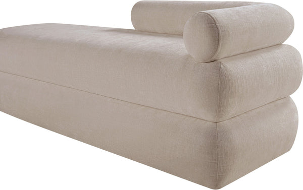 Meridian Furniture Kennedy Upholstered Bench with Channel Tufted Base Plush Seat for Bedroom or Living Room Beige Chenille Fabric 197Beige