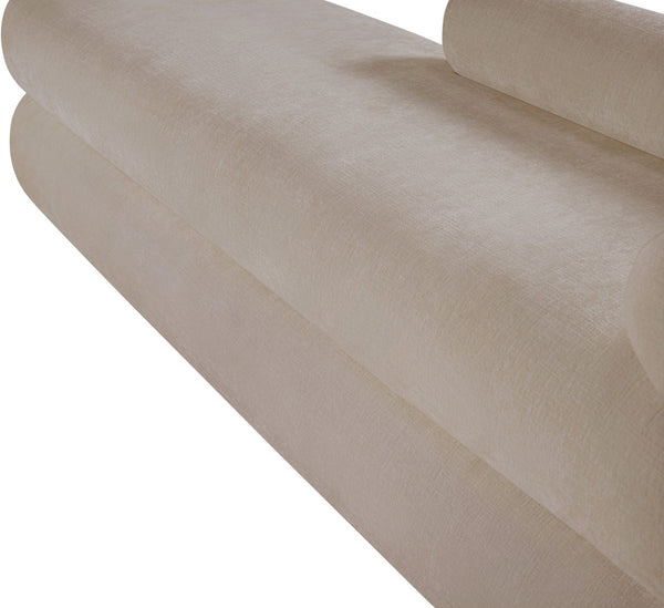 Meridian Furniture Kennedy Upholstered Bench with Channel Tufted Base Plush Seat for Bedroom or Living Room Beige Chenille Fabric 197Beige