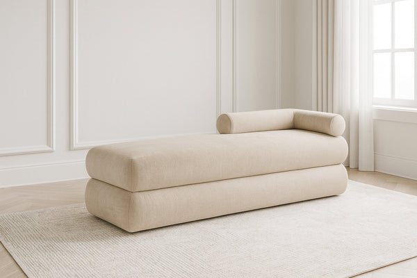 Meridian Furniture Kennedy Upholstered Bench with Channel Tufted Base Plush Seat for Bedroom or Living Room Beige Chenille Fabric 197Beige