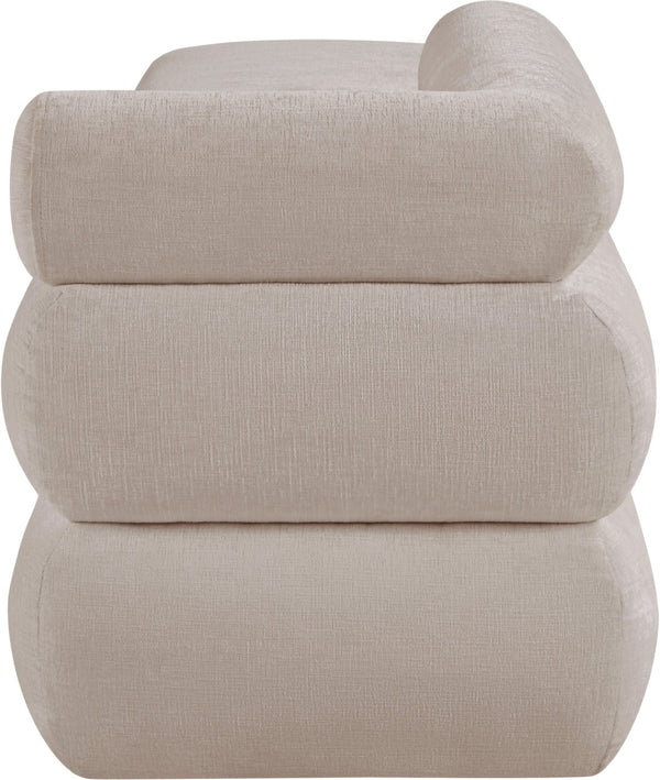 Meridian Furniture Kennedy Upholstered Bench with Channel Tufted Base Plush Seat for Bedroom or Living Room Beige Chenille Fabric 197Beige
