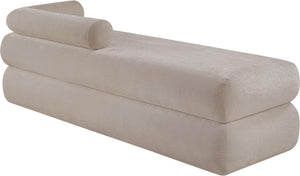 Meridian Furniture Kennedy Upholstered Bench with Channel Tufted Base Plush Seat for Bedroom or Living Room Beige Chenille Fabric 197Beige