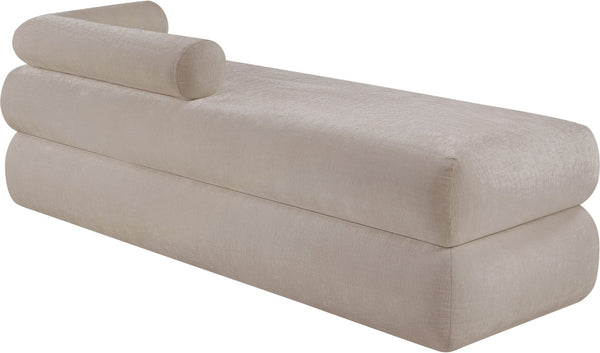 Meridian Furniture Kennedy Upholstered Bench with Channel Tufted Base Plush Seat for Bedroom or Living Room Beige Chenille Fabric 197Beige
