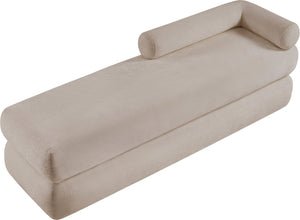 Meridian Furniture Kennedy Upholstered Bench with Channel Tufted Base Plush Seat for Bedroom or Living Room Beige Chenille Fabric 197Beige