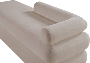 Meridian Furniture Kennedy Upholstered Bench with Channel Tufted Base Plush Seat for Bedroom or Living Room Beige Chenille Fabric 197Beige