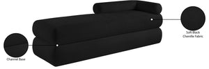 Meridian Furniture Kennedy Upholstered Bench with Channel Tufted Base Plush Seat for Bedroom or Living Room Black Chenille Fabric 197Black
