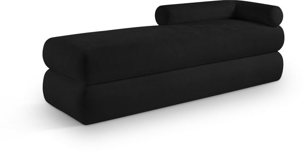 Meridian Furniture Kennedy Upholstered Bench with Channel Tufted Base Plush Seat for Bedroom or Living Room Black Chenille Fabric 197Black