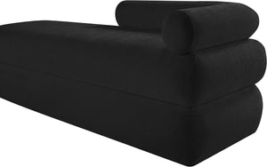 Meridian Furniture Kennedy Upholstered Bench with Channel Tufted Base Plush Seat for Bedroom or Living Room Black Chenille Fabric 197Black