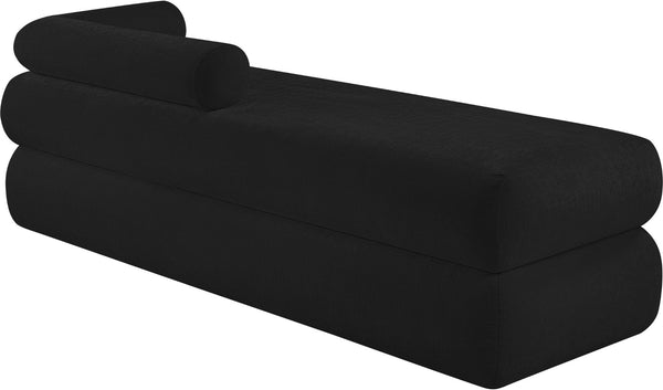 Meridian Furniture Kennedy Upholstered Bench with Channel Tufted Base Plush Seat for Bedroom or Living Room Black Chenille Fabric 197Black