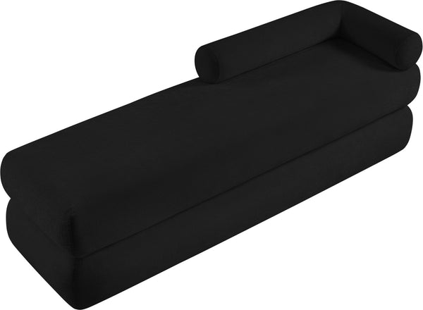 Meridian Furniture Kennedy Upholstered Bench with Channel Tufted Base Plush Seat for Bedroom or Living Room Black Chenille Fabric 197Black