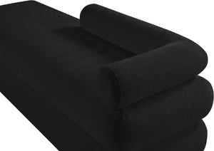 Meridian Furniture Kennedy Upholstered Bench with Channel Tufted Base Plush Seat for Bedroom or Living Room Black Chenille Fabric 197Black