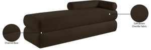 Meridian Furniture Kennedy Upholstered Bench with Channel Tufted Base Plush Seat for Bedroom or Living Room Brown Chenille Fabric 197Brown