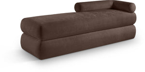 Meridian Furniture Kennedy Upholstered Bench with Channel Tufted Base Plush Seat for Bedroom or Living Room Brown Chenille Fabric 197Brown