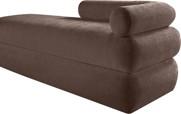 Meridian Furniture Kennedy Upholstered Bench with Channel Tufted Base Plush Seat for Bedroom or Living Room Brown Chenille Fabric 197Brown