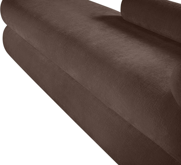 Meridian Furniture Kennedy Upholstered Bench with Channel Tufted Base Plush Seat for Bedroom or Living Room Brown Chenille Fabric 197Brown