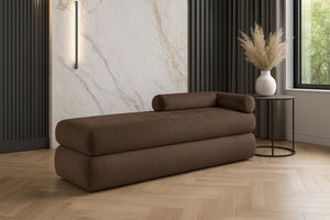Meridian Furniture Kennedy Upholstered Bench with Channel Tufted Base Plush Seat for Bedroom or Living Room Brown Chenille Fabric 197Brown