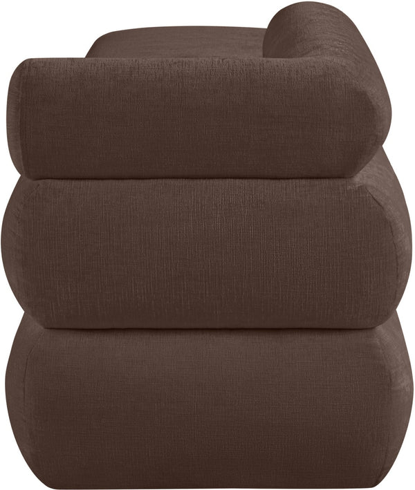 Meridian Furniture Kennedy Upholstered Bench with Channel Tufted Base Plush Seat for Bedroom or Living Room Brown Chenille Fabric 197Brown
