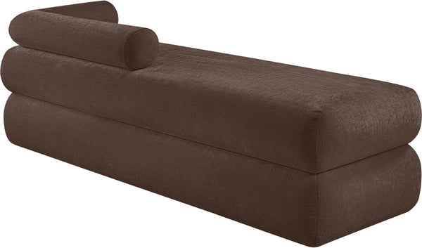 Meridian Furniture Kennedy Upholstered Bench with Channel Tufted Base Plush Seat for Bedroom or Living Room Brown Chenille Fabric 197Brown