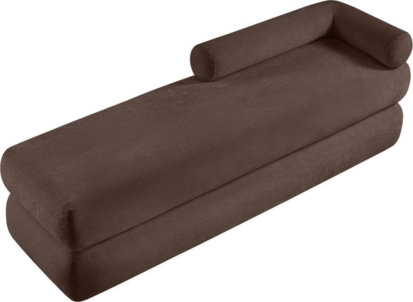 Meridian Furniture Kennedy Upholstered Bench with Channel Tufted Base Plush Seat for Bedroom or Living Room Brown Chenille Fabric 197Brown