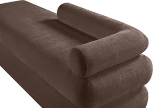 Meridian Furniture Kennedy Upholstered Bench with Channel Tufted Base Plush Seat for Bedroom or Living Room Brown Chenille Fabric 197Brown