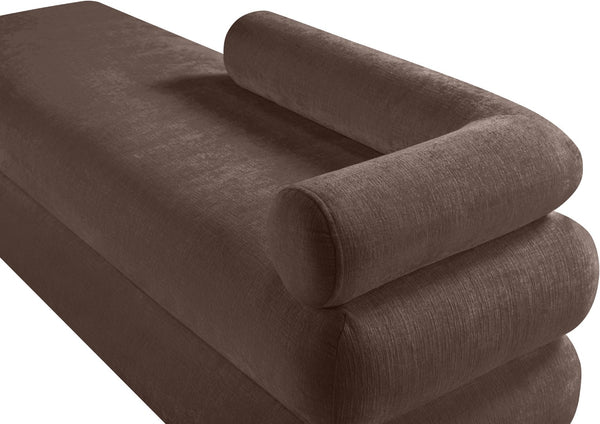 Meridian Furniture Kennedy Upholstered Bench with Channel Tufted Base Plush Seat for Bedroom or Living Room Brown Chenille Fabric 197Brown