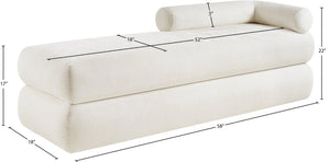 Meridian Furniture Kennedy Upholstered Bench with Channel Tufted Base Plush Seat for Bedroom or Living Room Cream Chenille Fabric 197Cream