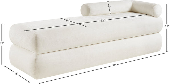 Meridian Furniture Kennedy Upholstered Bench with Channel Tufted Base Plush Seat for Bedroom or Living Room Cream Chenille Fabric 197Cream