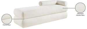 Meridian Furniture Kennedy Upholstered Bench with Channel Tufted Base Plush Seat for Bedroom or Living Room Cream Chenille Fabric 197Cream