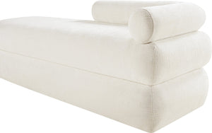 Meridian Furniture Kennedy Upholstered Bench with Channel Tufted Base Plush Seat for Bedroom or Living Room Cream Chenille Fabric 197Cream
