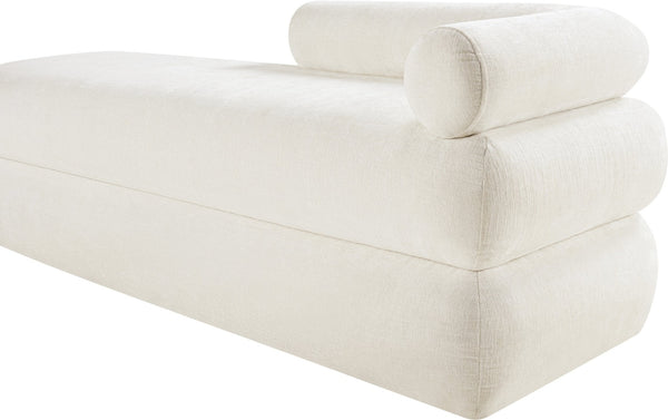 Meridian Furniture Kennedy Upholstered Bench with Channel Tufted Base Plush Seat for Bedroom or Living Room Cream Chenille Fabric 197Cream