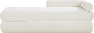 Meridian Furniture Kennedy Upholstered Bench with Channel Tufted Base Plush Seat for Bedroom or Living Room Cream Chenille Fabric 197Cream