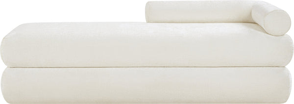 Meridian Furniture Kennedy Upholstered Bench with Channel Tufted Base Plush Seat for Bedroom or Living Room Cream Chenille Fabric 197Cream