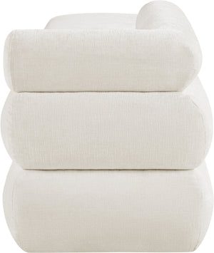 Meridian Furniture Kennedy Upholstered Bench with Channel Tufted Base Plush Seat for Bedroom or Living Room Cream Chenille Fabric 197Cream