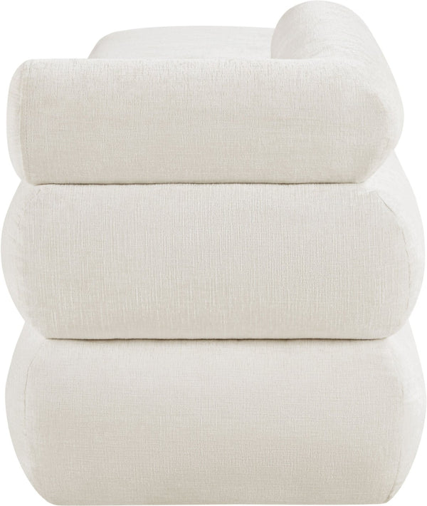 Meridian Furniture Kennedy Upholstered Bench with Channel Tufted Base Plush Seat for Bedroom or Living Room Cream Chenille Fabric 197Cream