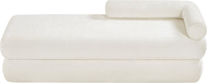 Meridian Furniture Kennedy Upholstered Bench with Channel Tufted Base Plush Seat for Bedroom or Living Room Cream Chenille Fabric 197Cream