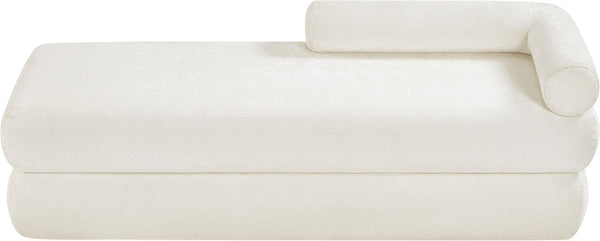 Meridian Furniture Kennedy Upholstered Bench with Channel Tufted Base Plush Seat for Bedroom or Living Room Cream Chenille Fabric 197Cream