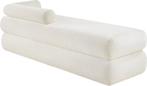 Meridian Furniture Kennedy Upholstered Bench with Channel Tufted Base Plush Seat for Bedroom or Living Room Cream Chenille Fabric 197Cream