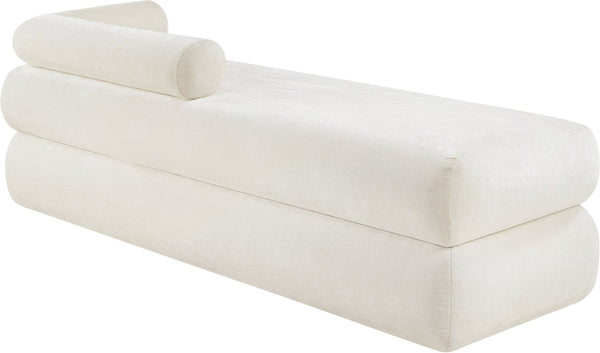 Meridian Furniture Kennedy Upholstered Bench with Channel Tufted Base Plush Seat for Bedroom or Living Room Cream Chenille Fabric 197Cream