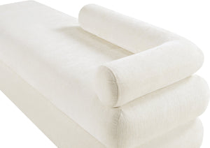 Meridian Furniture Kennedy Upholstered Bench with Channel Tufted Base Plush Seat for Bedroom or Living Room Cream Chenille Fabric 197Cream
