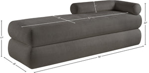 Meridian Furniture Kennedy Upholstered Bench with Channel Tufted Base Plush Seat for Bedroom or Living Room Grey Chenille Fabric 197Grey