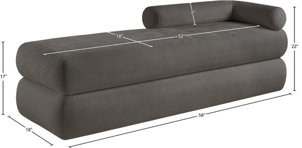 Meridian Furniture Kennedy Upholstered Bench with Channel Tufted Base Plush Seat for Bedroom or Living Room Grey Chenille Fabric 197Grey