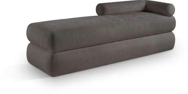 Meridian Furniture Kennedy Upholstered Bench with Channel Tufted Base Plush Seat for Bedroom or Living Room Grey Chenille Fabric 197Grey