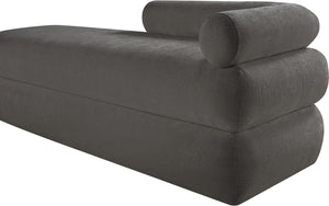 Meridian Furniture Kennedy Upholstered Bench with Channel Tufted Base Plush Seat for Bedroom or Living Room Grey Chenille Fabric 197Grey
