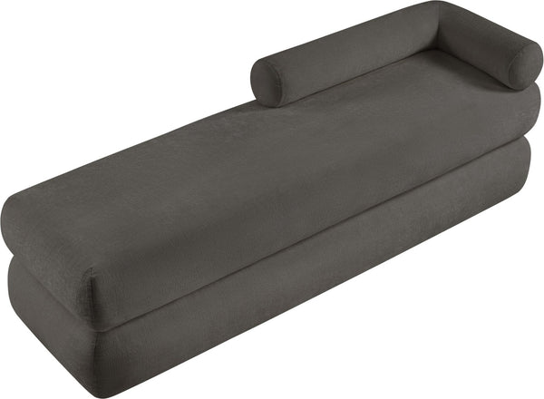 Meridian Furniture Kennedy Upholstered Bench with Channel Tufted Base Plush Seat for Bedroom or Living Room Grey Chenille Fabric 197Grey