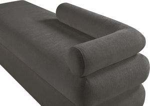 Meridian Furniture Kennedy Upholstered Bench with Channel Tufted Base Plush Seat for Bedroom or Living Room Grey Chenille Fabric 197Grey
