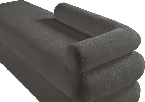Meridian Furniture Kennedy Upholstered Bench with Channel Tufted Base Plush Seat for Bedroom or Living Room Grey Chenille Fabric 197Grey