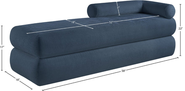 Meridian Furniture Kennedy Upholstered Bench with Channel Tufted Base Plush Seat for Bedroom or Living Room Light Blue Chenille Fabric 197LtBlu